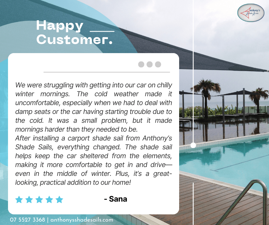 Customer Testimonial: How Our Carport Shade Sail Made Winter Mornings Easier ❄️| Shade Sails Gold Coast || Anthony Shade Sails